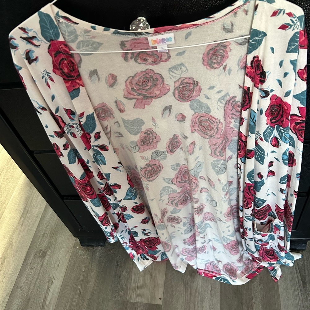 LuLaRoe Pink and Blue Floral Blouse
